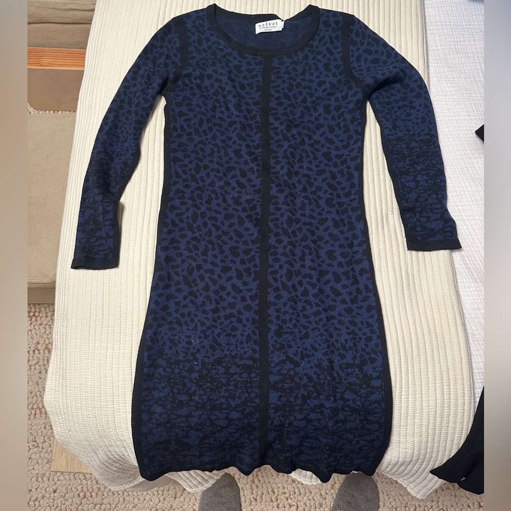 Velvet Brand Blue and Black Animal Print Dress